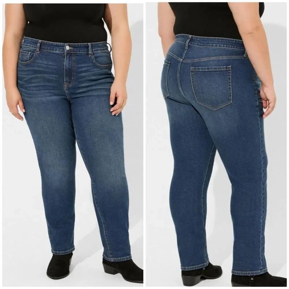 Torrid High-Rise Straight Stretch Classic Denim Jean SIZE 22T Jumpstart Wash